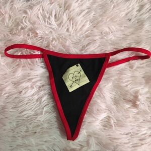 Early 2000s black & red Rampage thong “you + me” print thong ❤️🖤